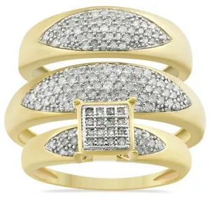 10K Yellow Gold Diamond Wedding Band Set 0.84 Ctw