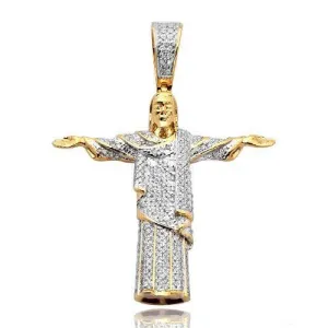 10KY 0.50CTW DIAMOND BRAZILIAN JESUS PENDANT