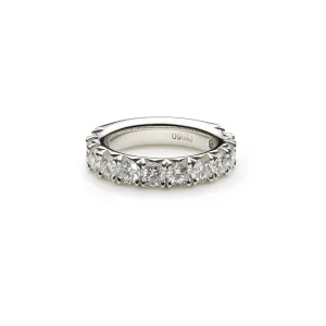 14K White Gold Diamond Wedding Band W/ 3.45ct VS-SI Diamonds & Shared Prong Setting