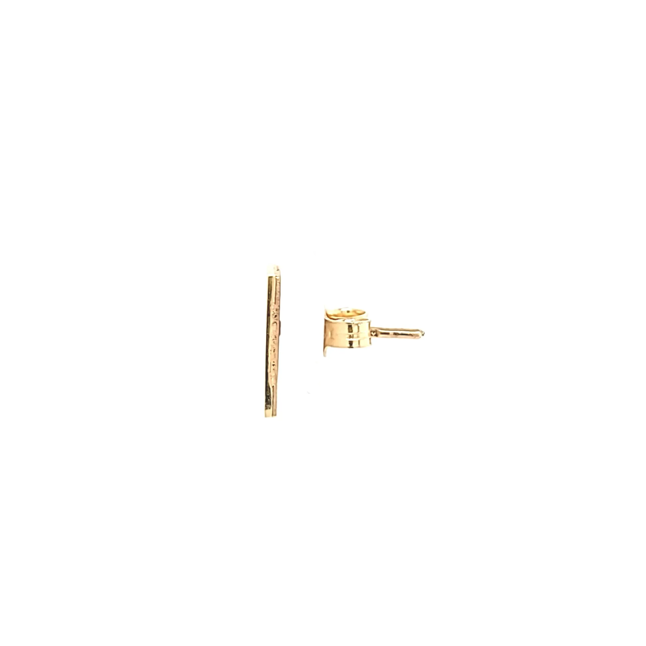 14k Yellow Gold  Rectangle Onyx Stud Earrings (I7775)