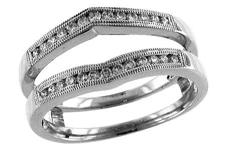 14KT Milgrain Patterened  Diamond Ring Guard