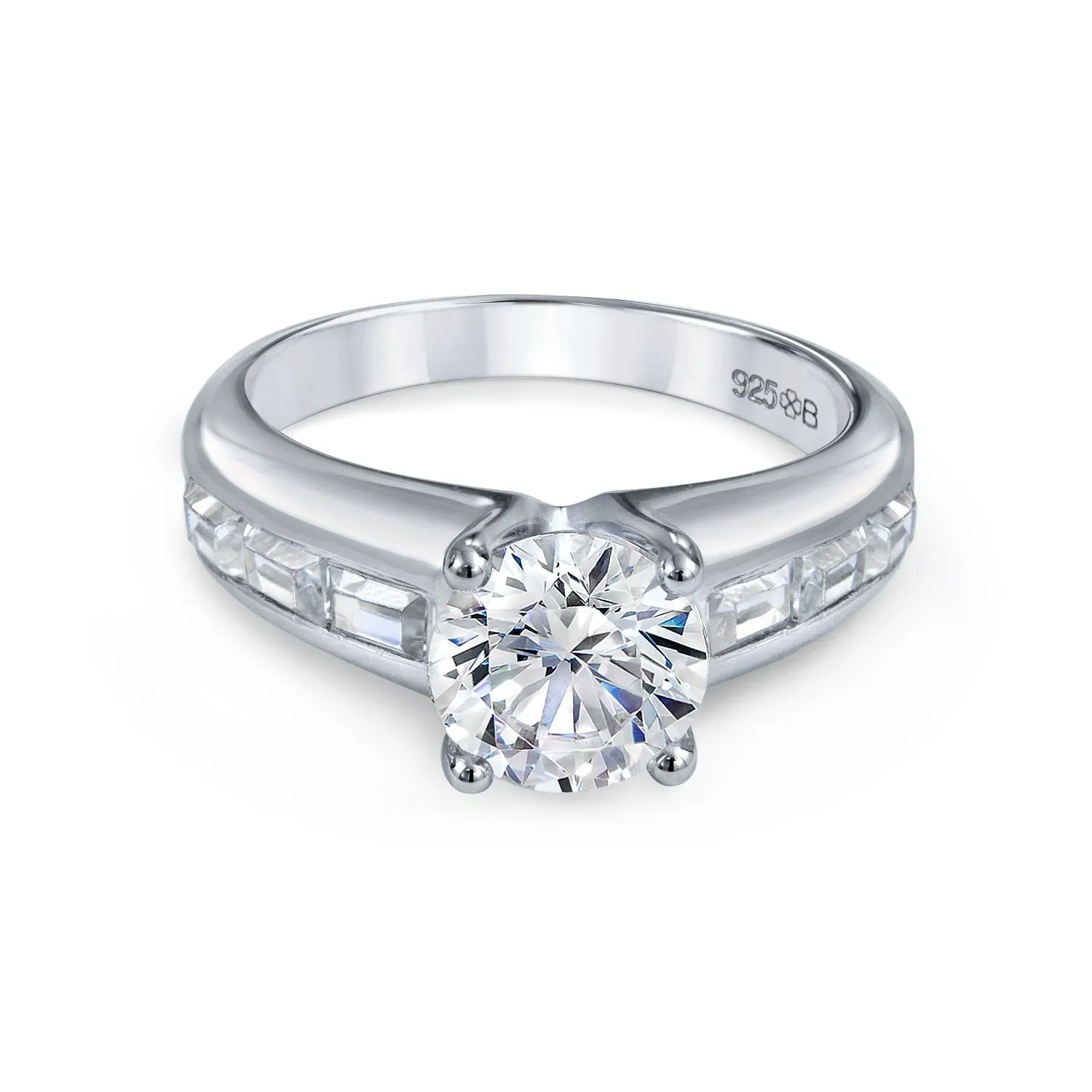 2CT Art Deco Solitaire AAA CZ Round Engagement Wedding Band Ring Set