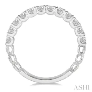 3/4 ctw Lattice Round Cut Diamond Wedding Band in 14K White Gold