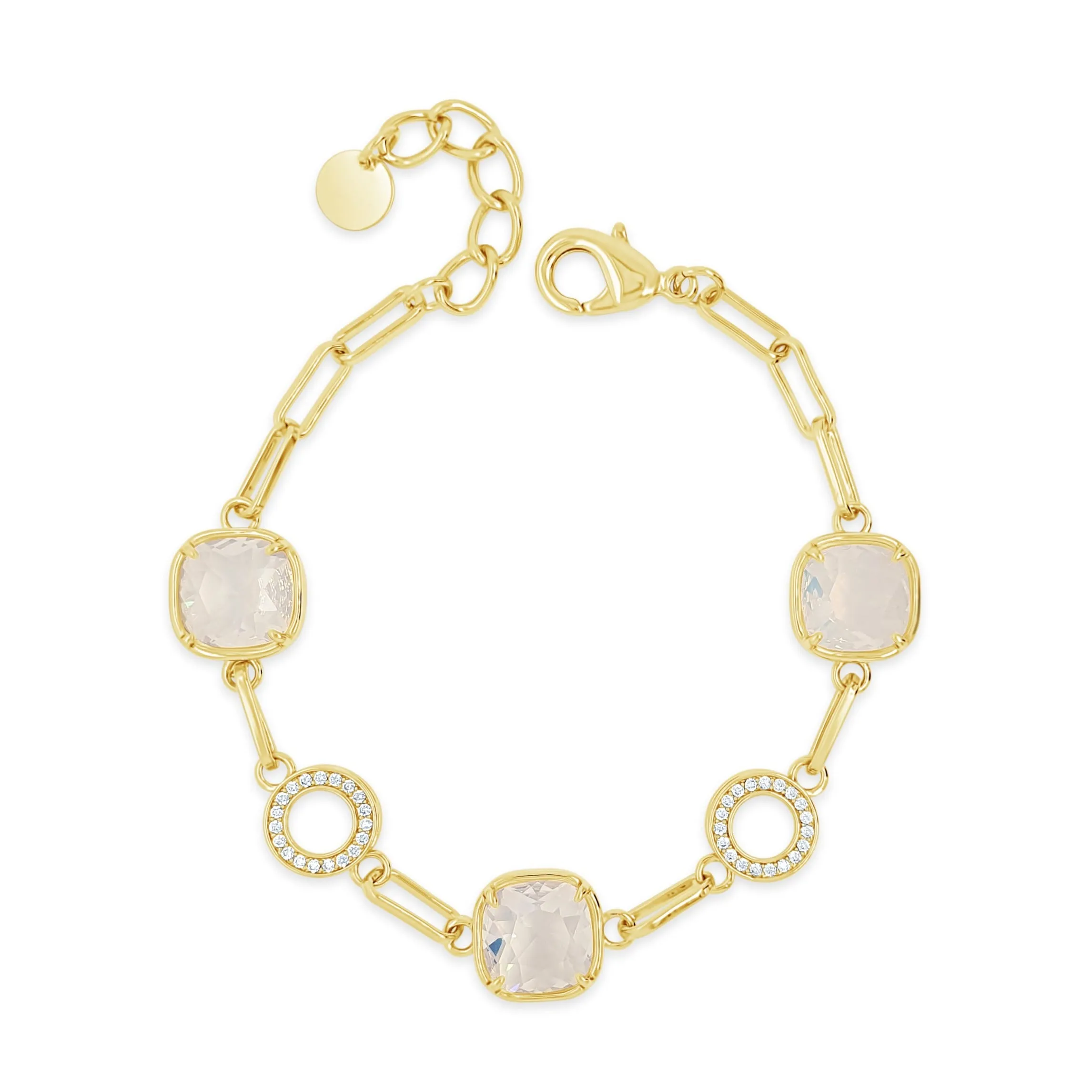 Absolute Jewellery White Opal Paperclip Gold Chain Bracelet