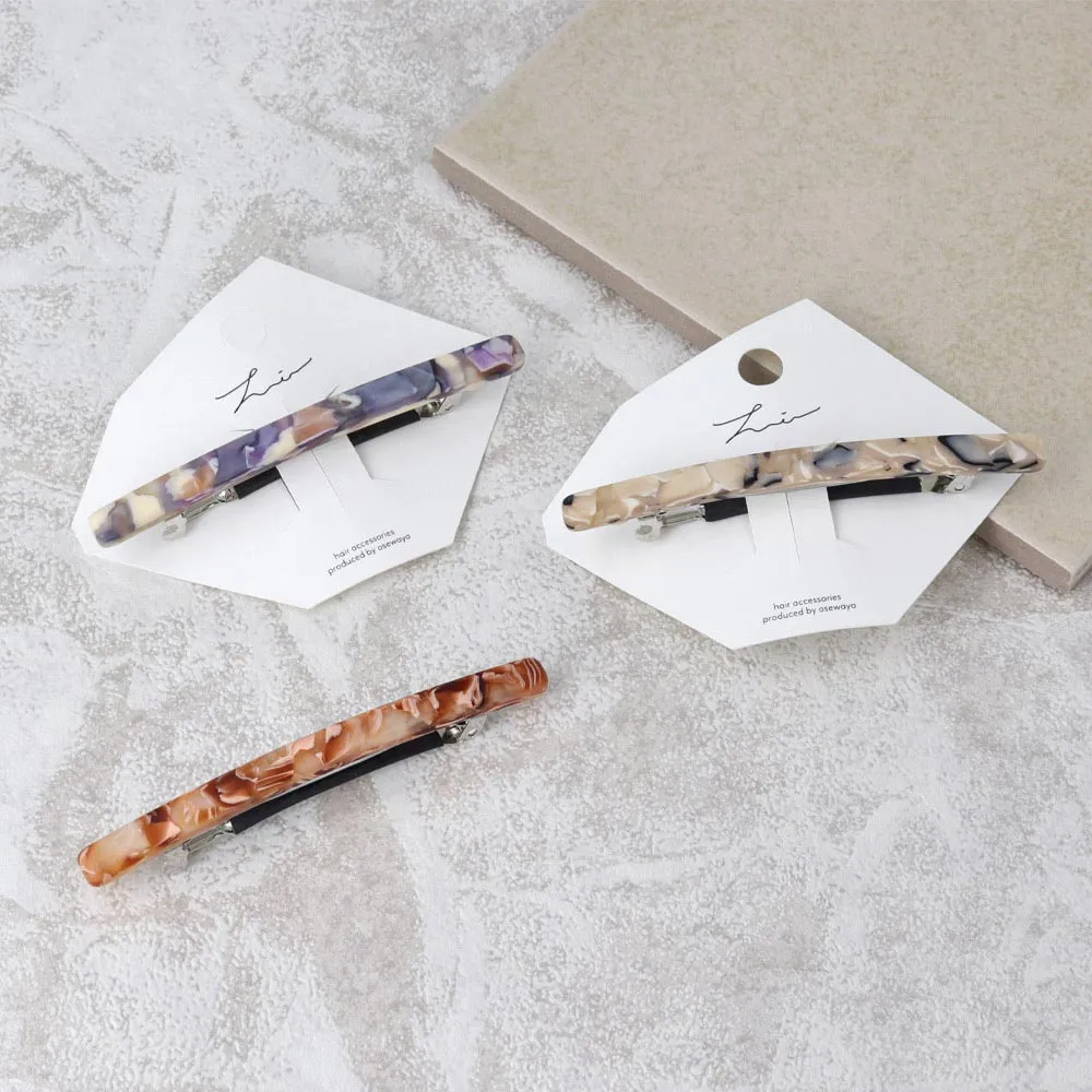 Acetate Marble Slim Barrette Clip