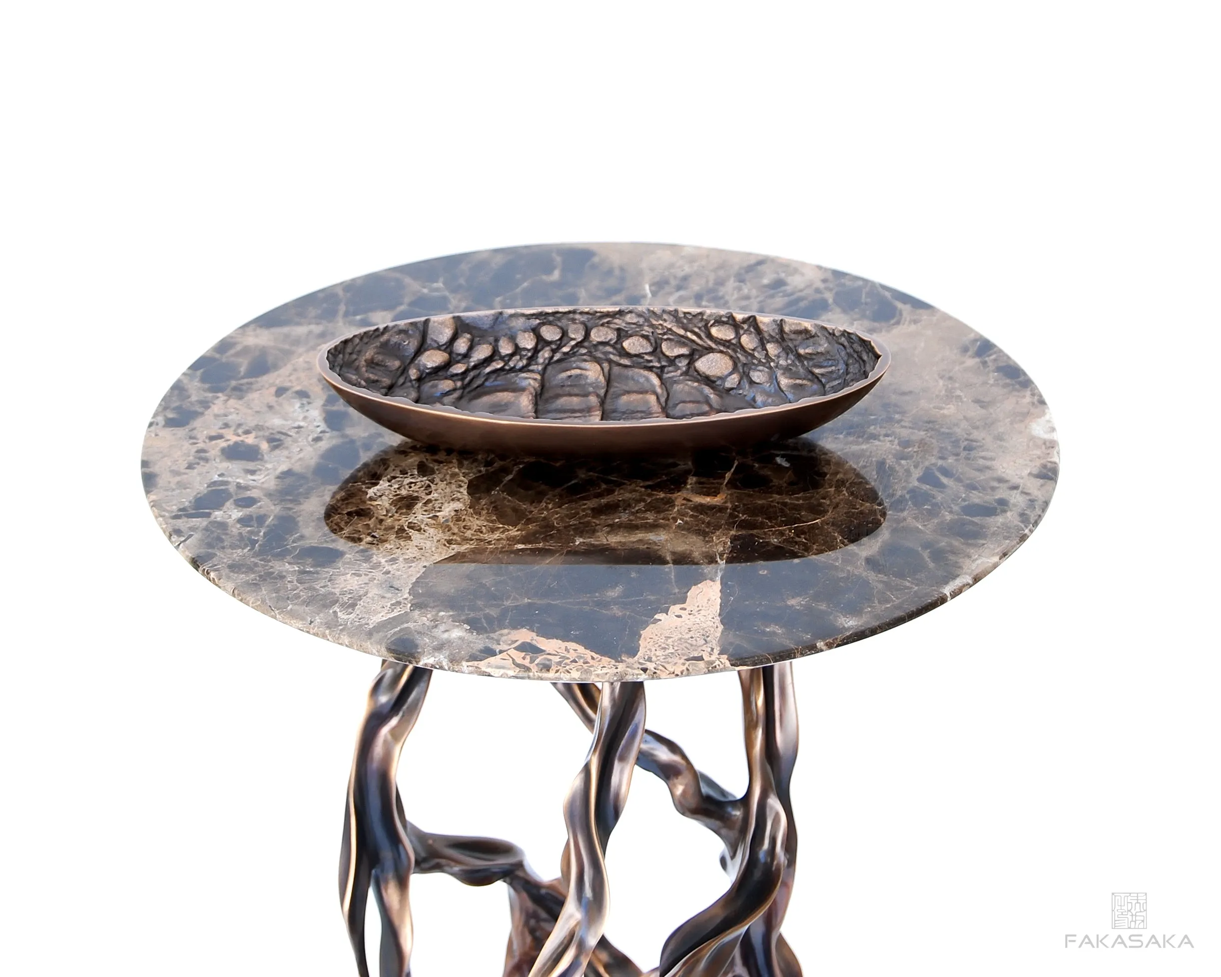 ALEXIA DRINK TABLE<br><br>MARRON IMPERIAL MARBLE<br>BLACKBROWN BRONZE