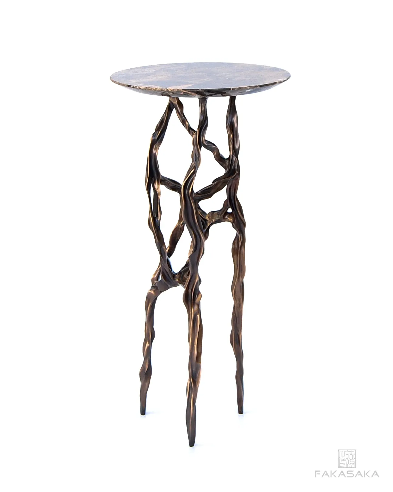 ALEXIA DRINK TABLE<br><br>MARRON IMPERIAL MARBLE<br>BLACKBROWN BRONZE