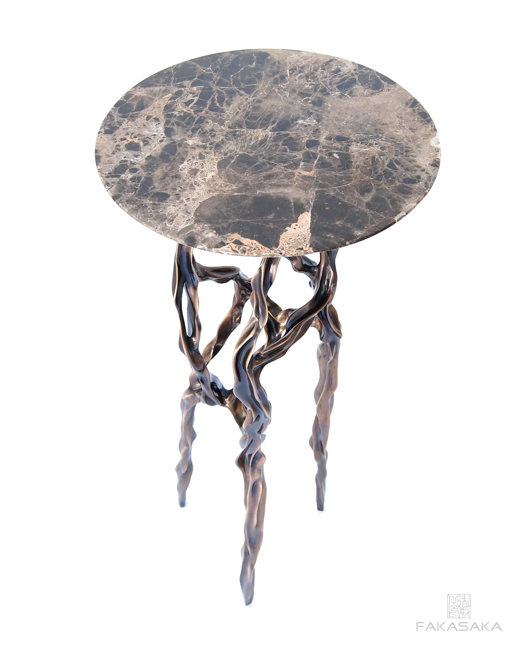 ALEXIA DRINK TABLE<br><br>MARRON IMPERIAL MARBLE<br>BLACKBROWN BRONZE