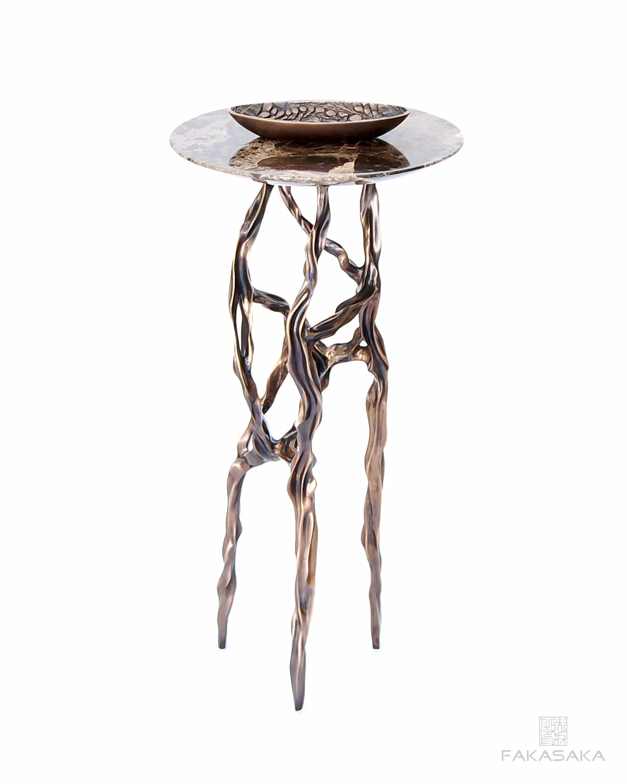 ALEXIA DRINK TABLE<br><br>MARRON IMPERIAL MARBLE<br>BLACKBROWN BRONZE