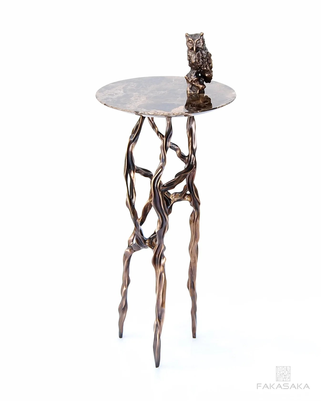 ALEXIA DRINK TABLE<br><br>MARRON IMPERIAL MARBLE<br>BLACKBROWN BRONZE