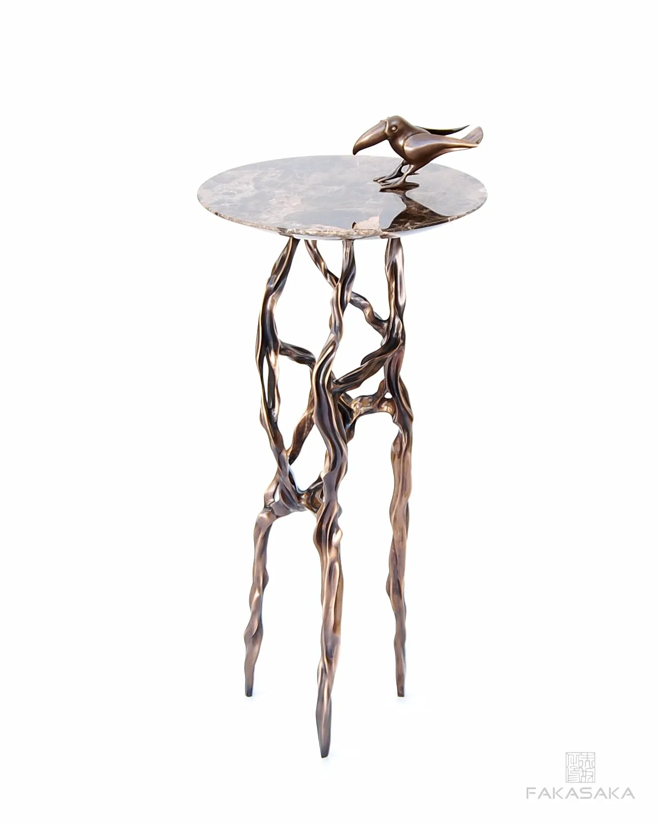 ALEXIA DRINK TABLE<br><br>MARRON IMPERIAL MARBLE<br>BLACKBROWN BRONZE