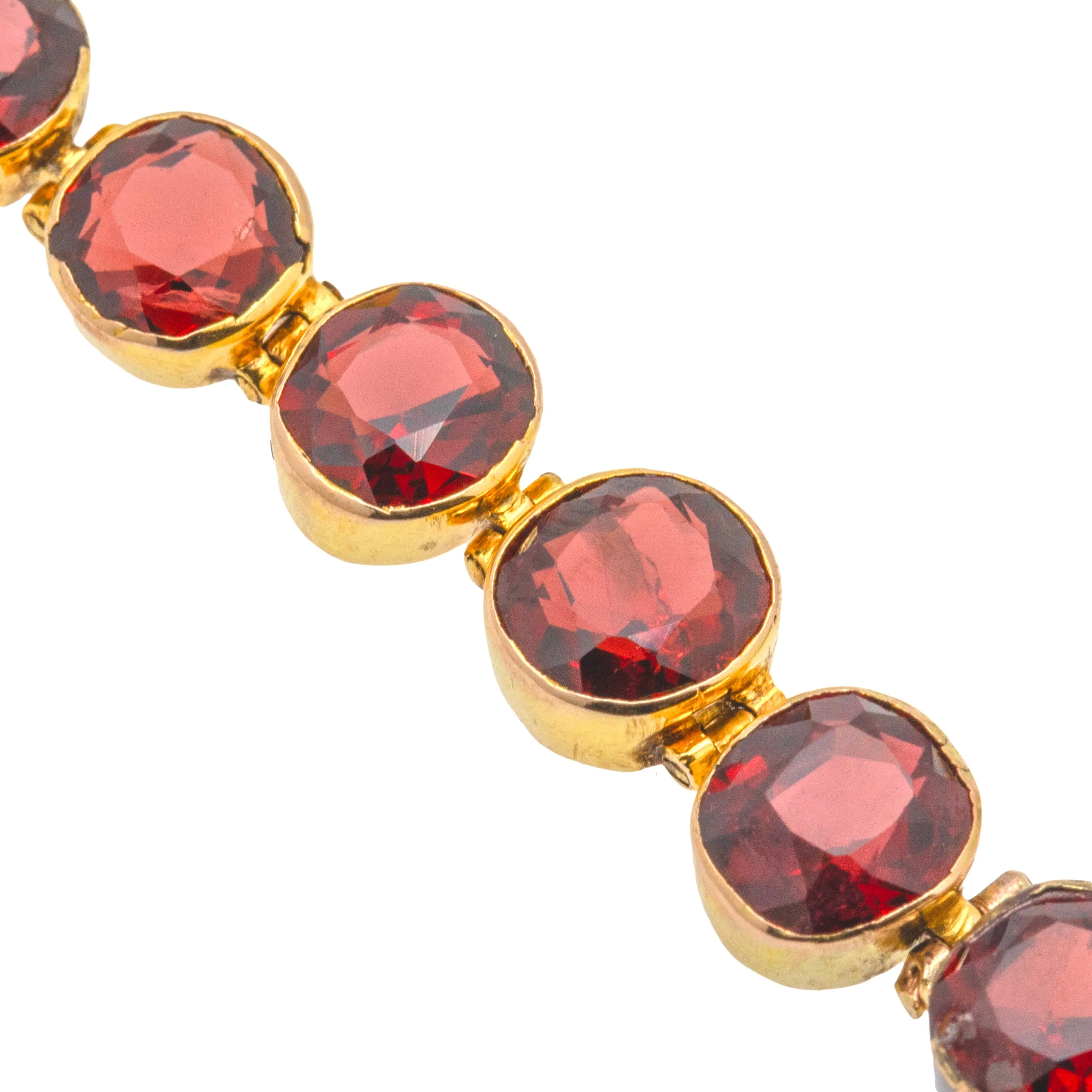 Antique 9ct Gold Garnet Graduating Bracelet, 9.44ct