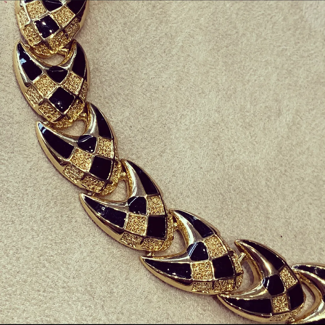 Balenciaga Necklace Black and Gold Enamel