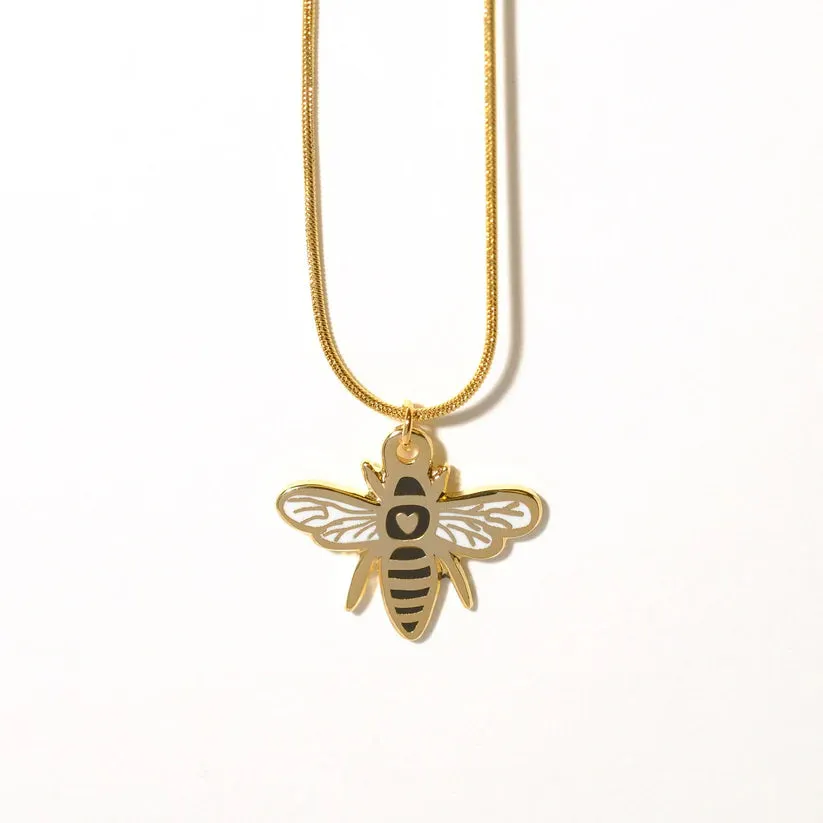 Big Bee Pendant 20" Necklace in Gold