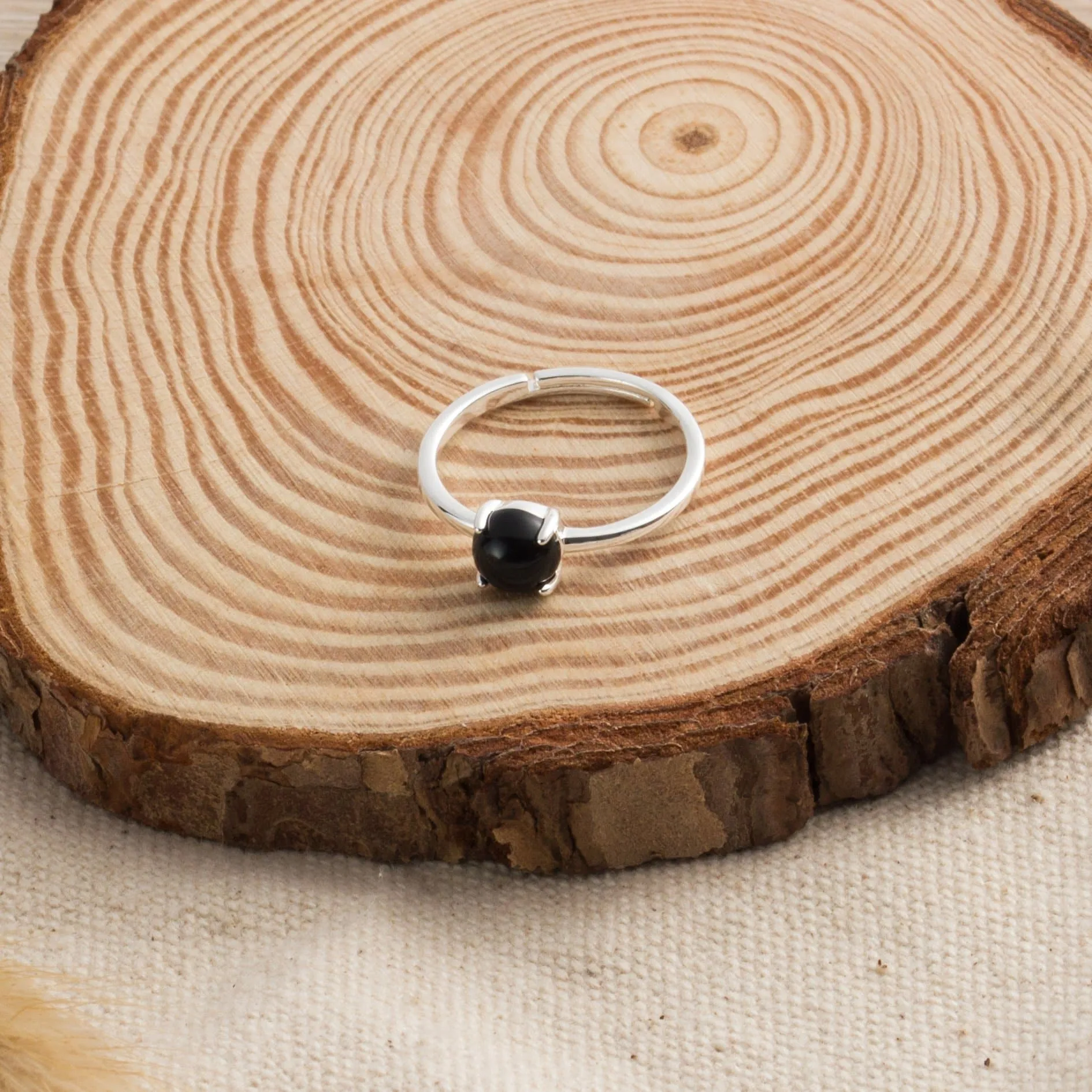 Black Onyx Adjustable Ring