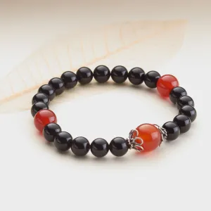 Black Onyx and Carnelian Stretchy Mala, 8mm