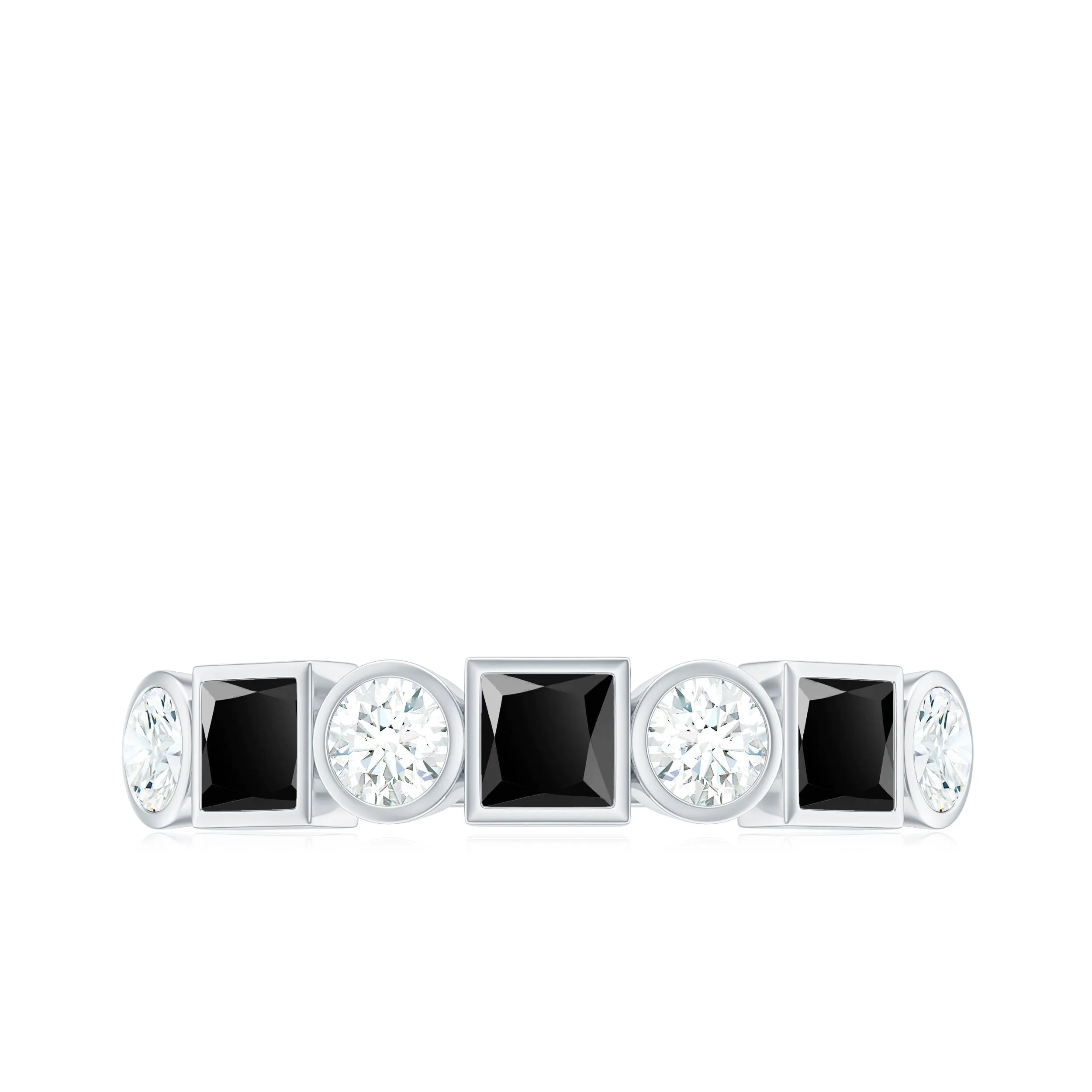 Black Onyx and Diamond Half Eternity Ring