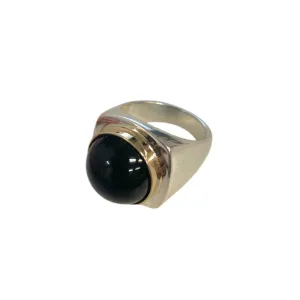 Black Onyx Cabochon Mixed Metal Ring