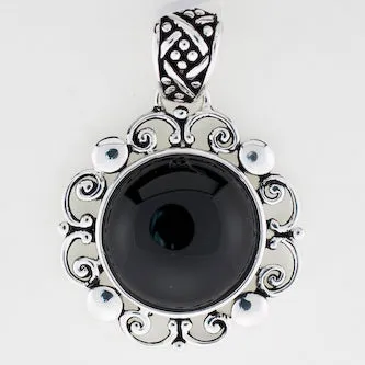 Black Onyx Swirl Burst Pendant