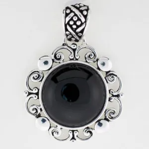 Black Onyx Swirl Burst Pendant