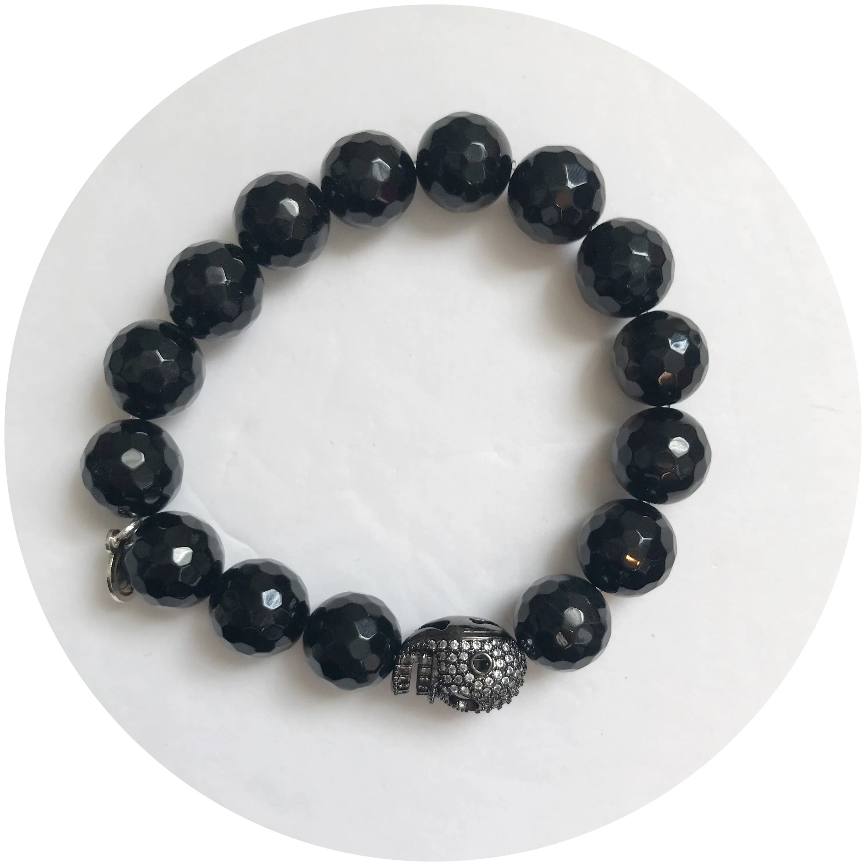 Black Onyx with Pavé Gunmetal Skull