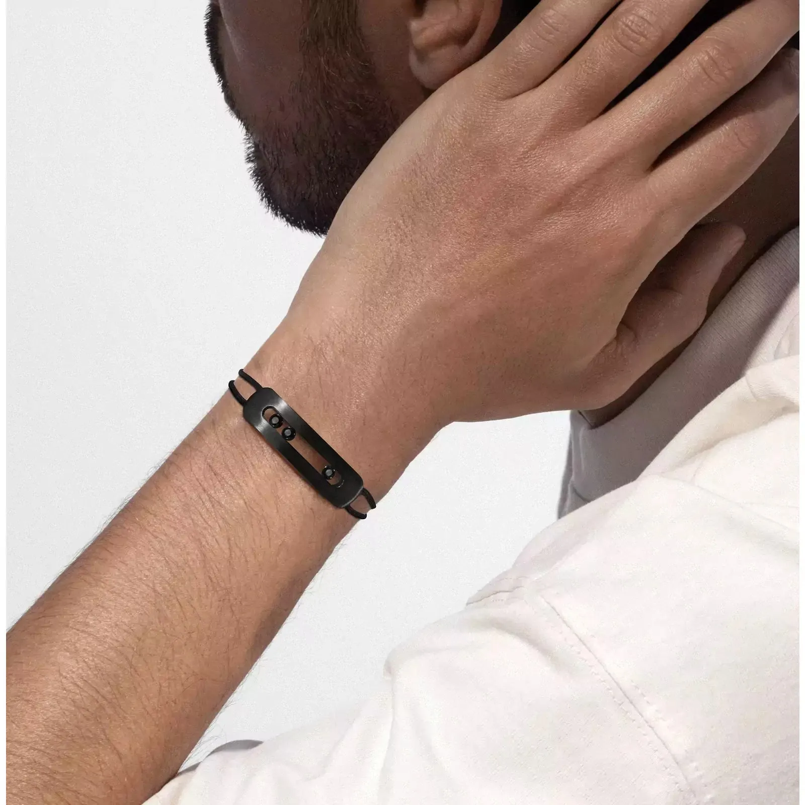 Black Titanium Diamond Cord Bracelet