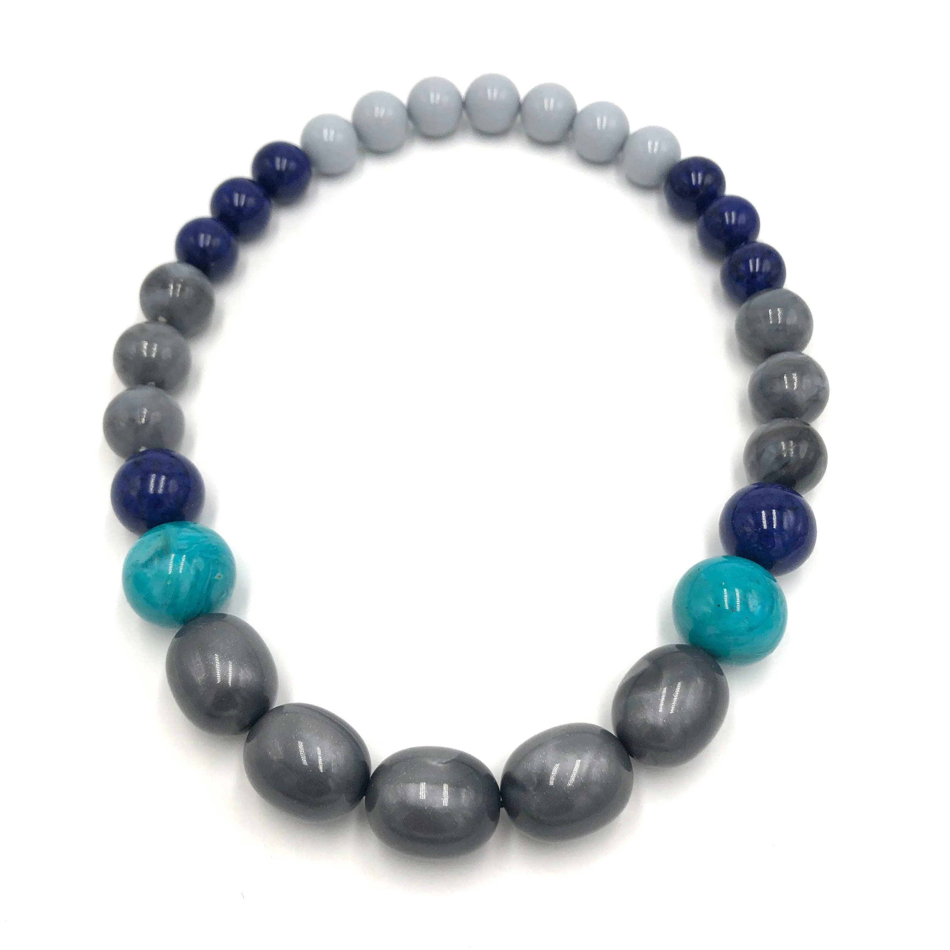 Blue Mist Stretch Bauble Necklace - Shortie