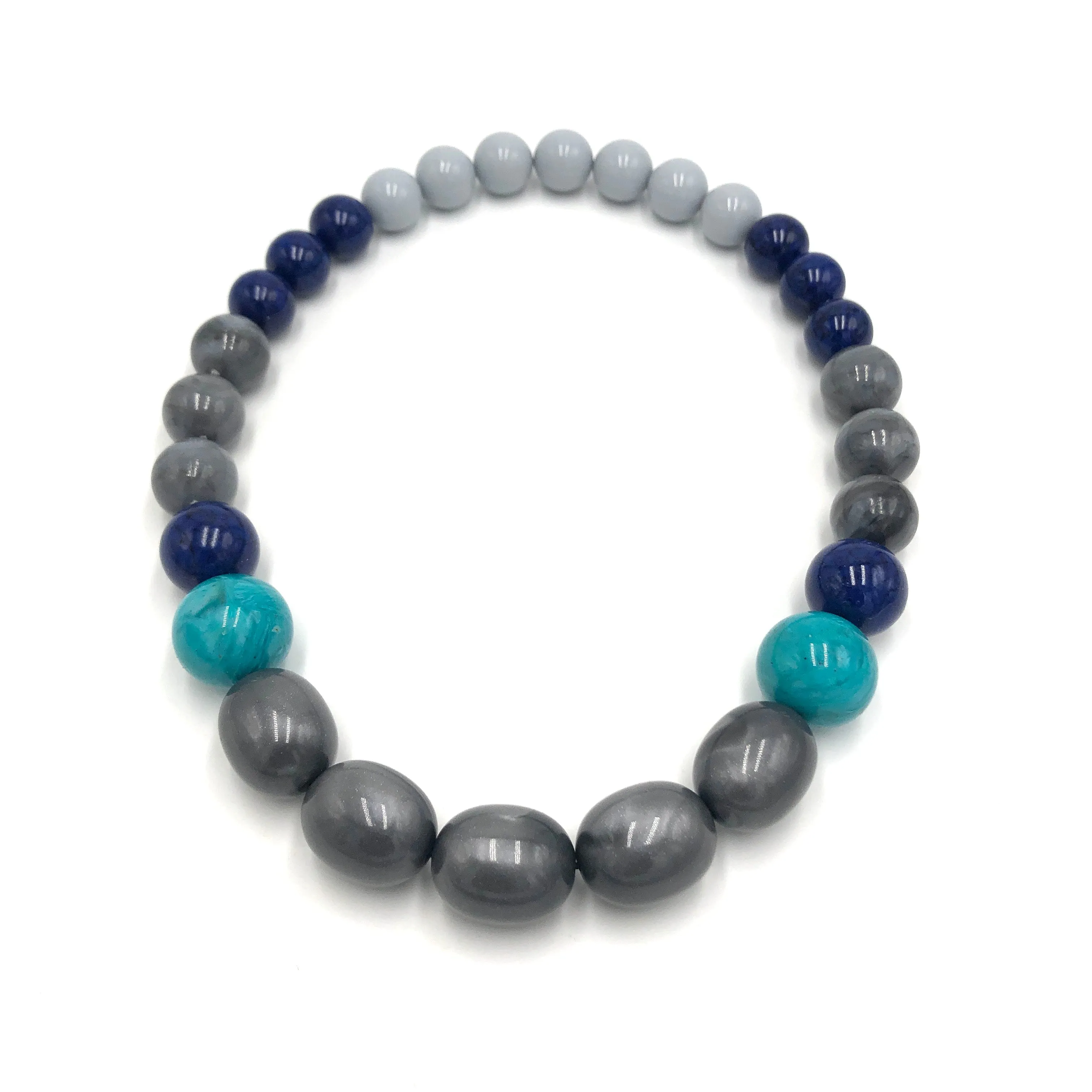 Blue Mist Stretch Bauble Necklace - Shortie