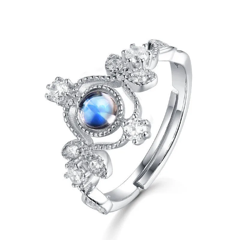 Blue Moonstone Sterling Silver Ring