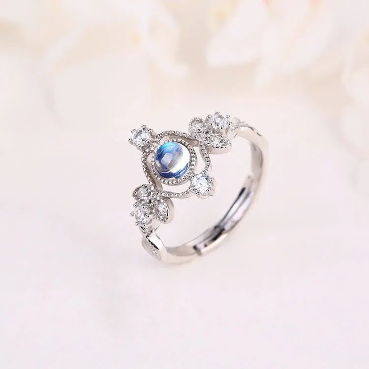 Blue Moonstone Sterling Silver Ring