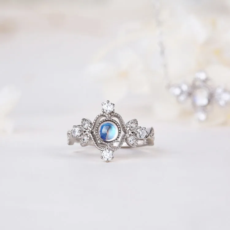 Blue Moonstone Sterling Silver Ring