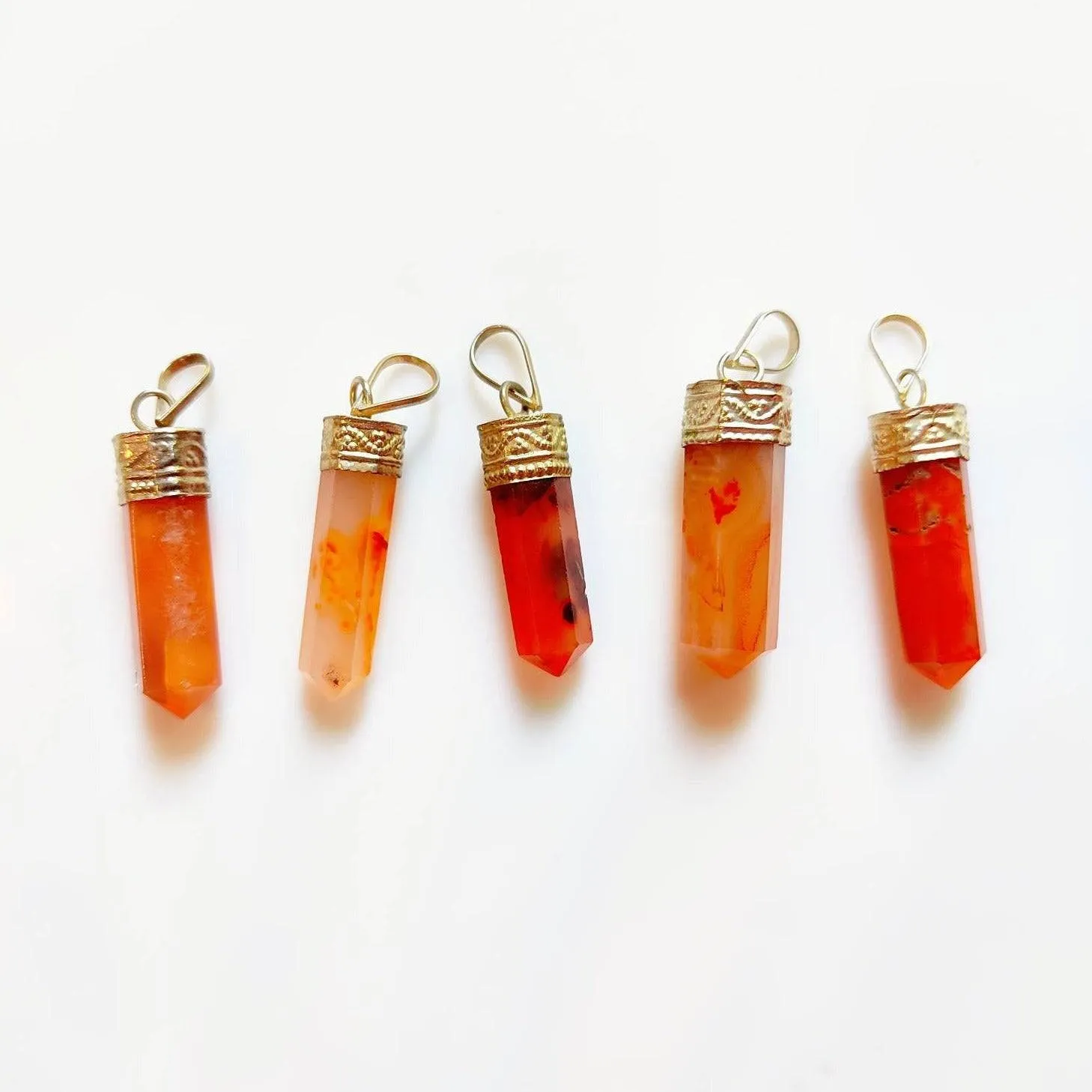 Carnelian Point Crystal Pendant Necklace