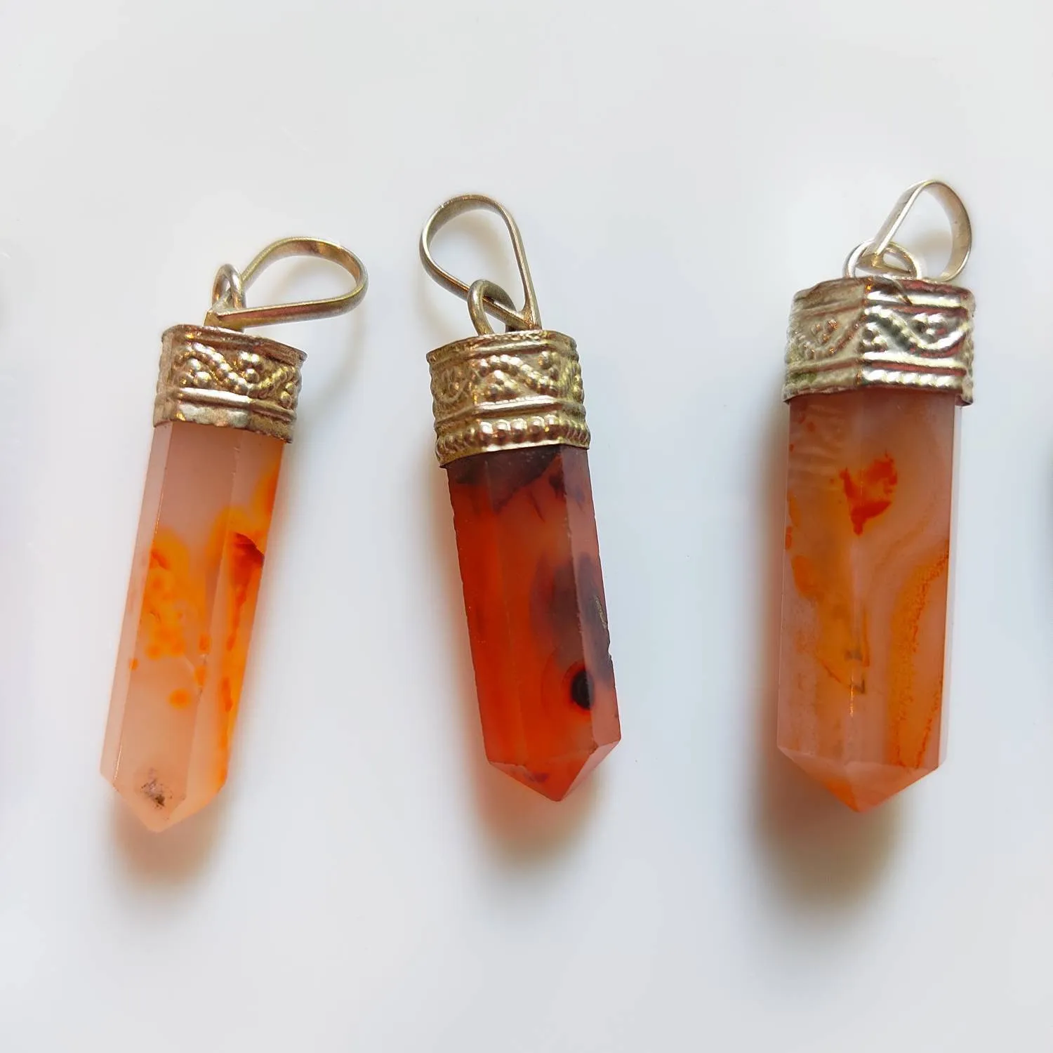 Carnelian Point Crystal Pendant Necklace