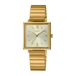 Casio Ladies' Analog Gold Ion Plated Stainless Steel Band Watch LTPE155G-9A LTP-E155G-9A