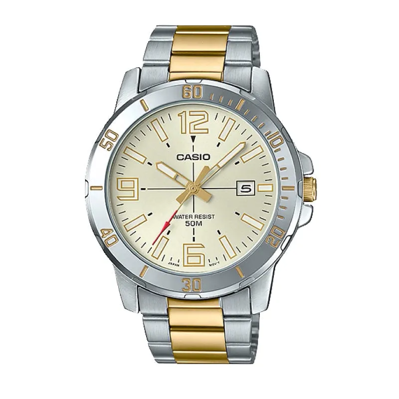 Casio Men's Diver Look Two-Tone Stainless Steel Band Watch MTPVD01SG-9B MTP-VD01SG-9B