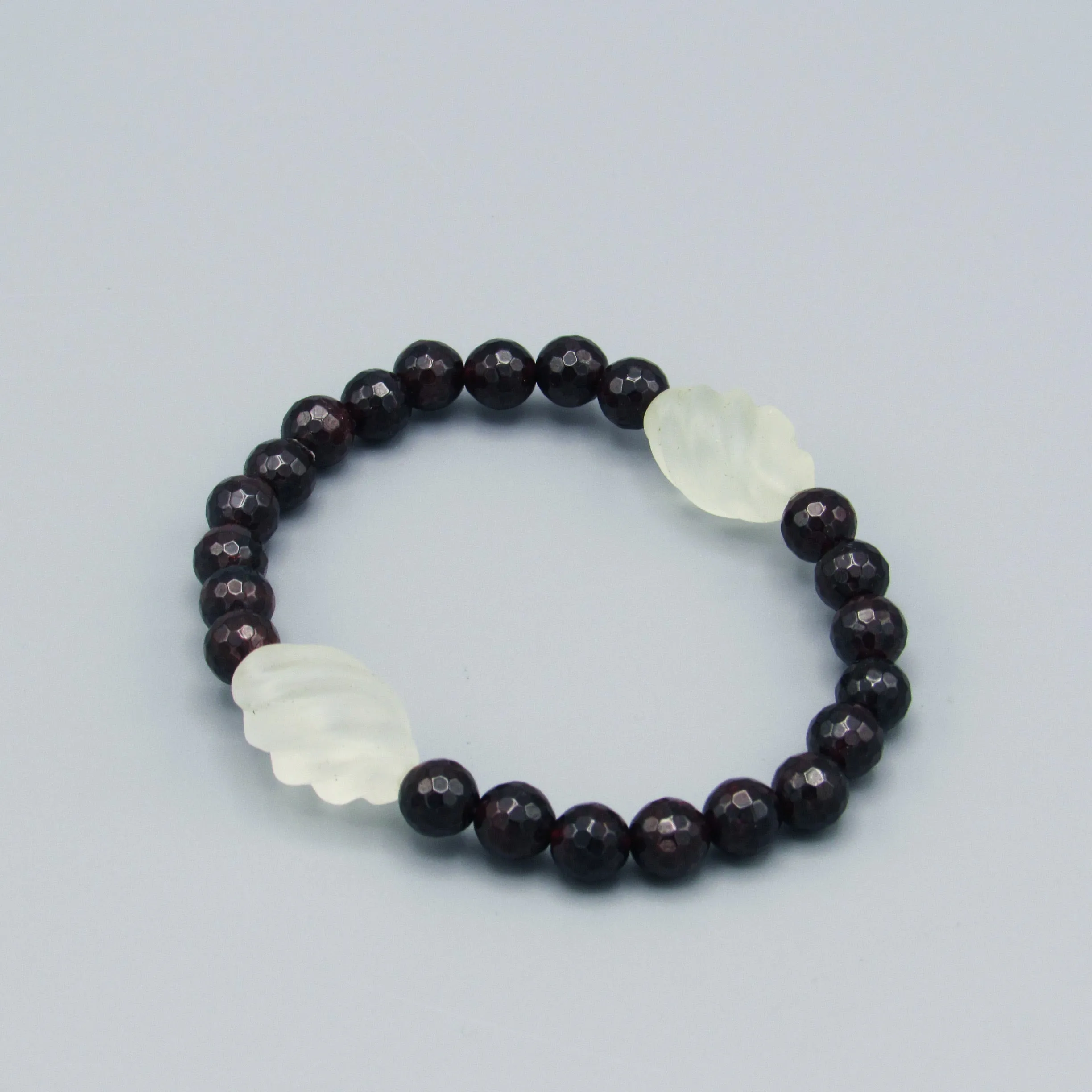 Chunky Garnet and Quartz Gemstone Stretch Bracelet