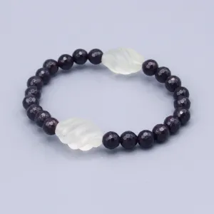 Chunky Garnet and Quartz Gemstone Stretch Bracelet