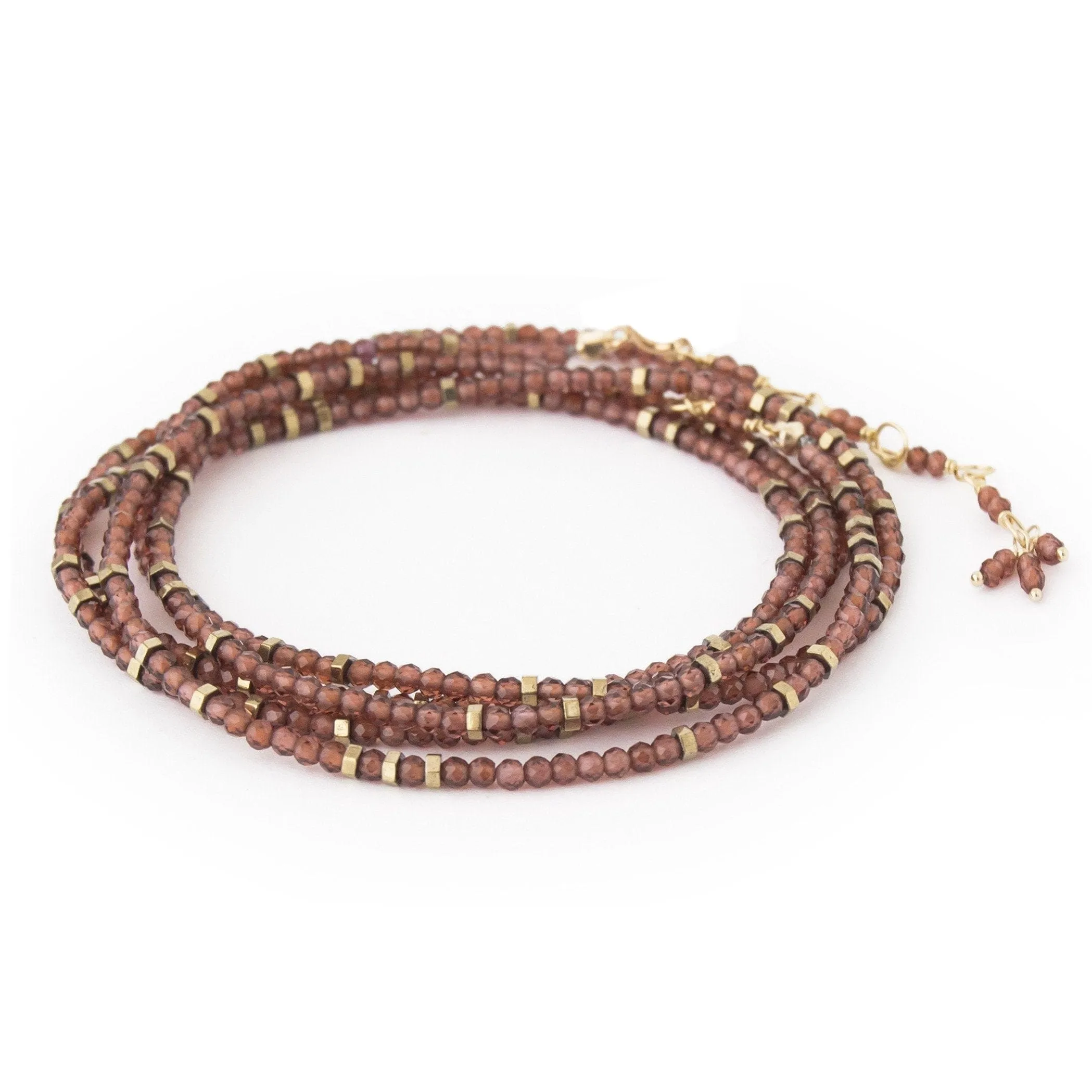 Confetti Red Garnet Bead Wrap Bracelet & Necklace