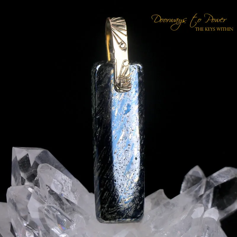 Covellite Light Language Crystal Pendant 14k Gold