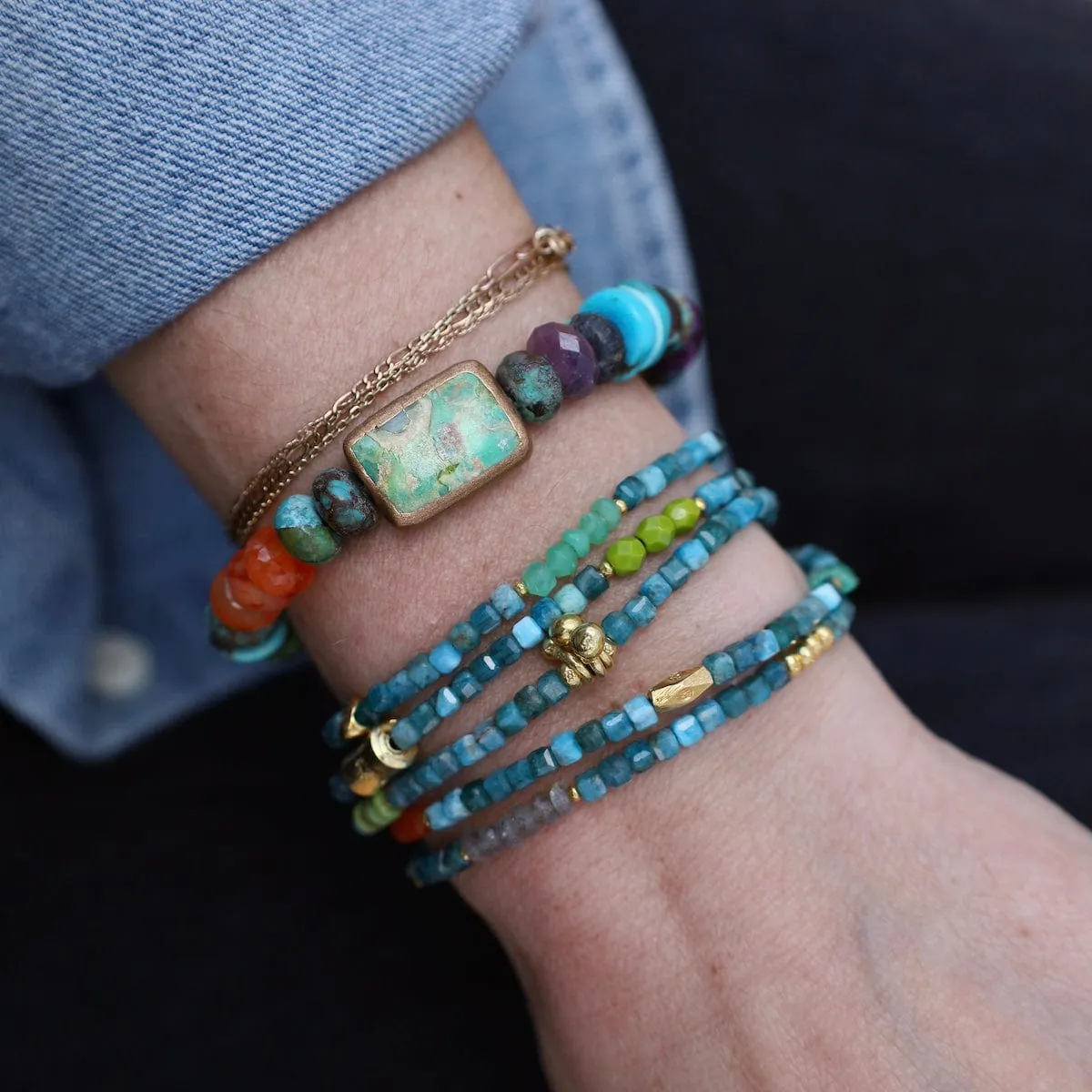 Cubed Apatite Wrap Bracelet & Necklace