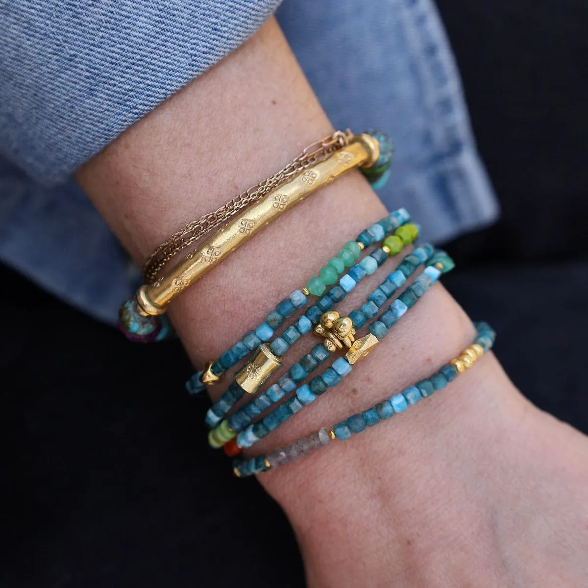 Cubed Apatite Wrap Bracelet & Necklace