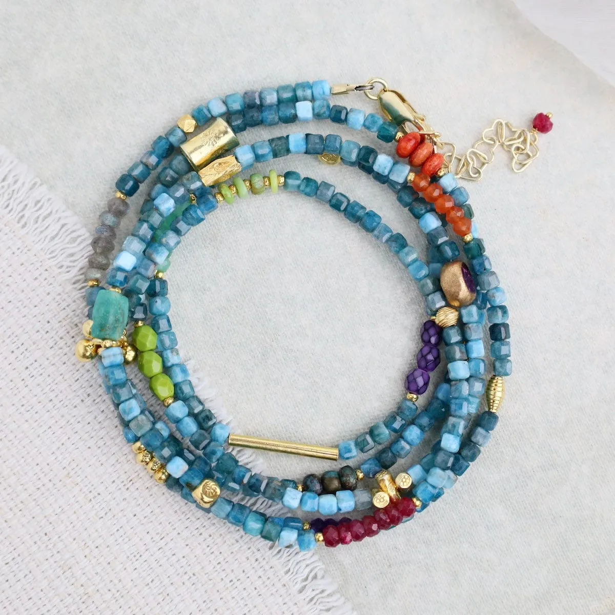 Cubed Apatite Wrap Bracelet & Necklace