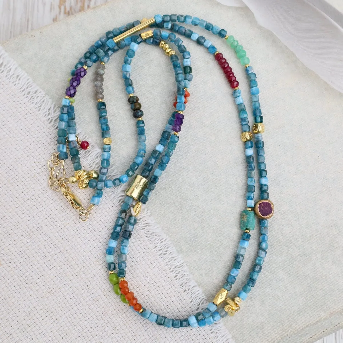 Cubed Apatite Wrap Bracelet & Necklace