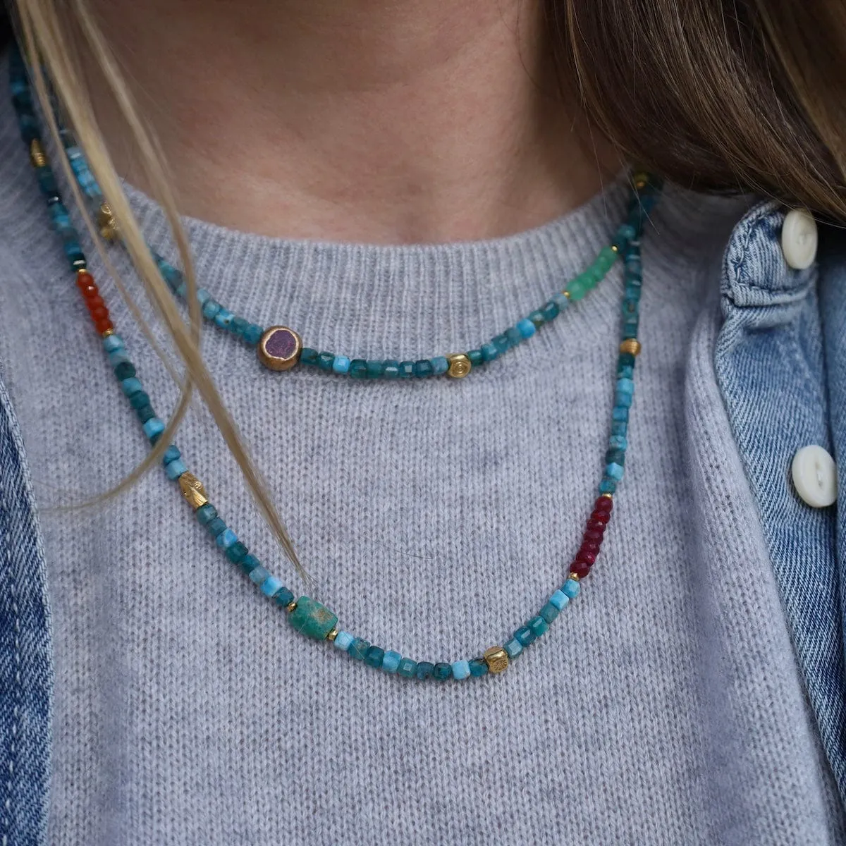 Cubed Apatite Wrap Bracelet & Necklace