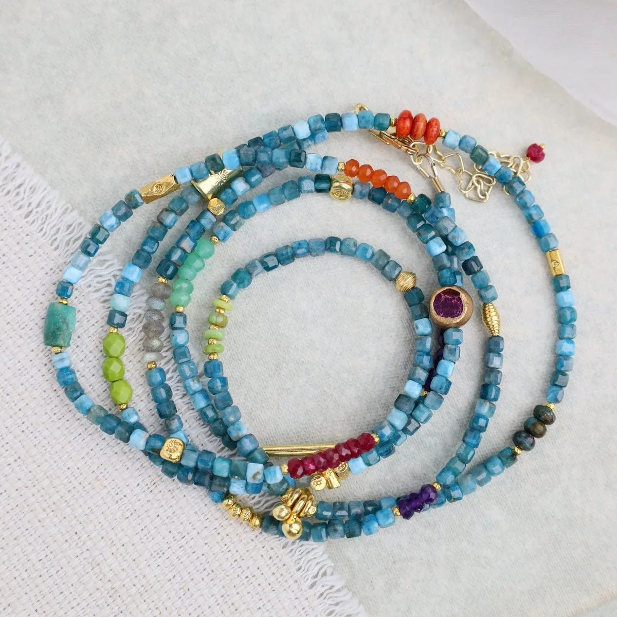 Cubed Apatite Wrap Bracelet & Necklace