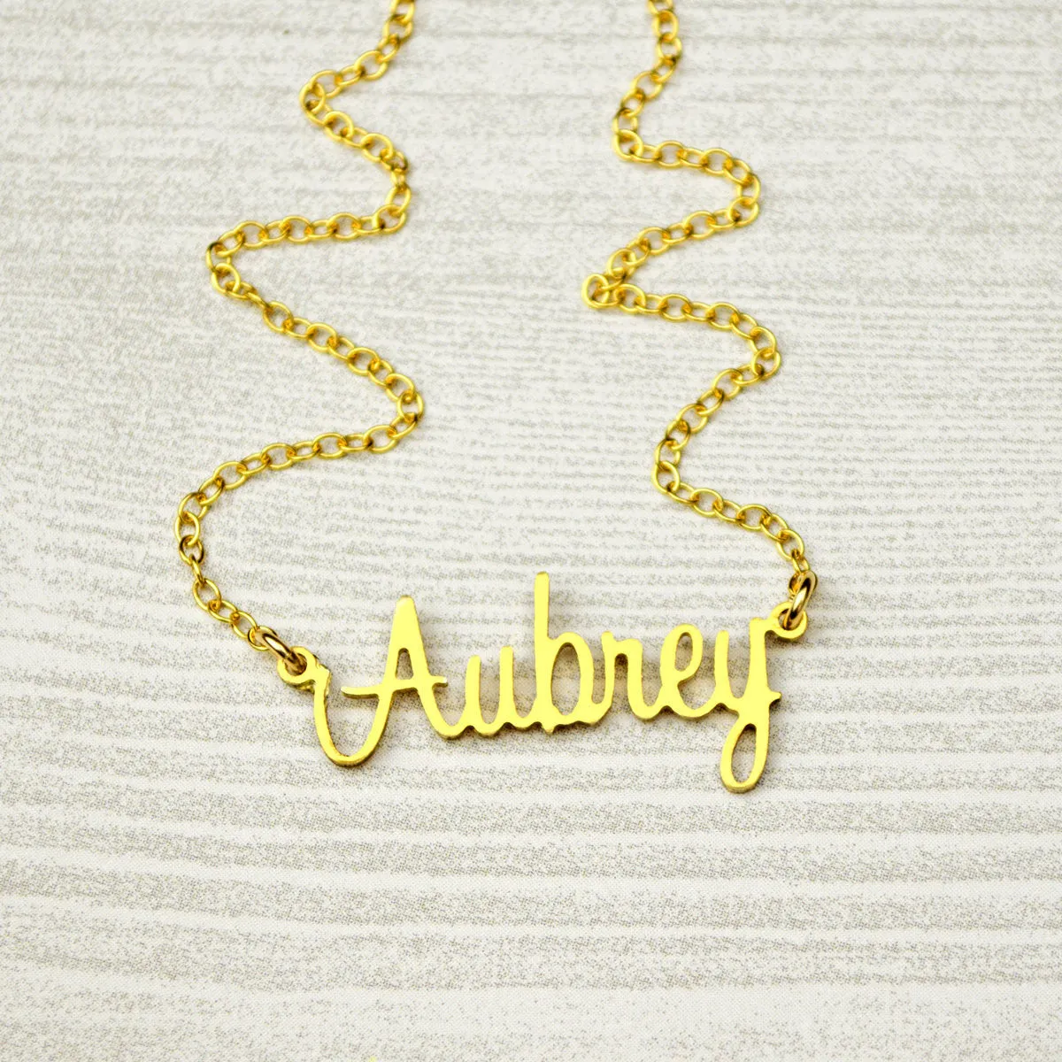 Custom Name Plate Necklace in Gold of Sterling SIlver