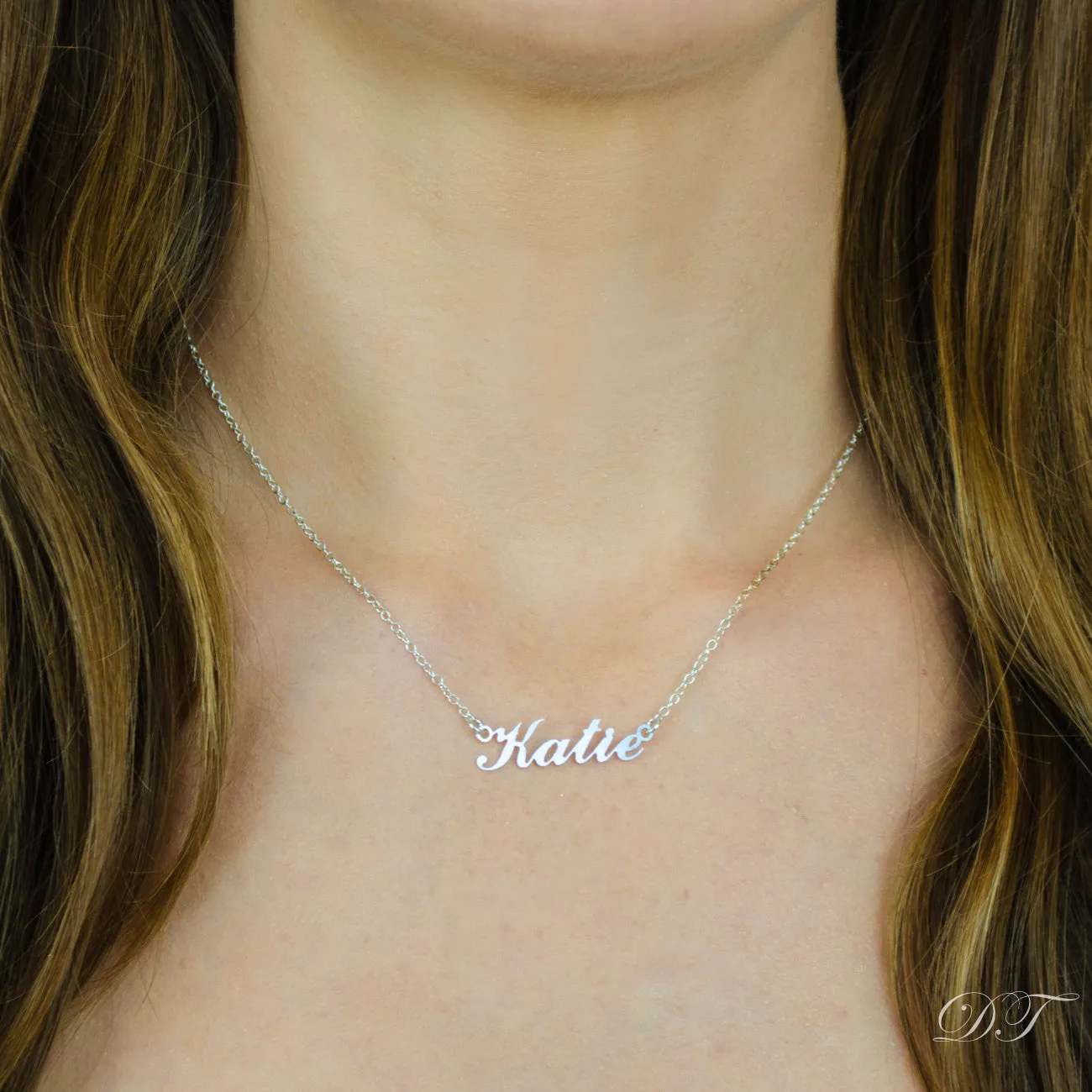 Custom Name Plate Necklace in Gold of Sterling SIlver