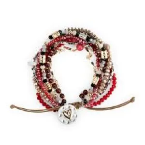 Demdaco - Beaded Love Bracelet- Garnet