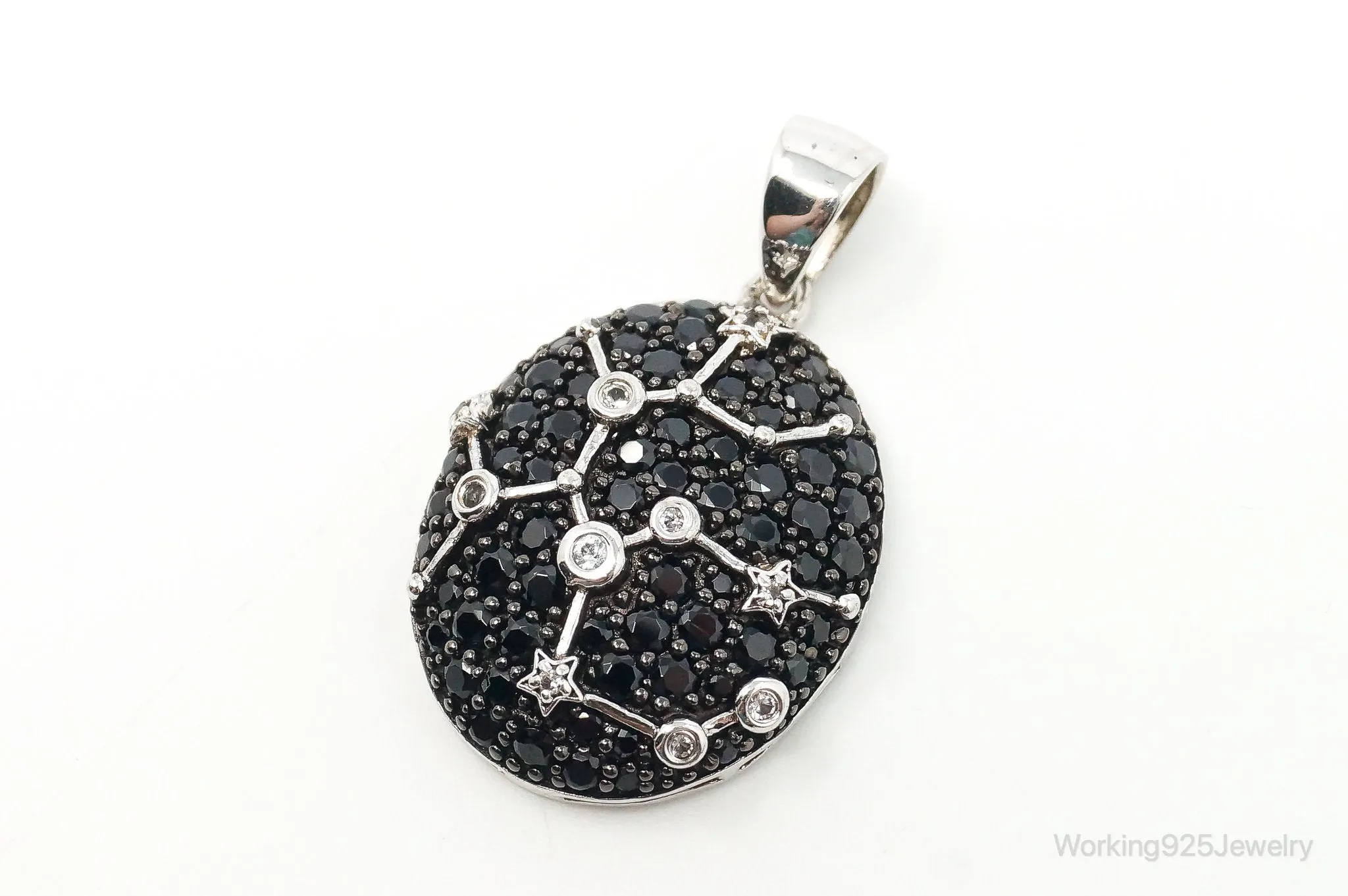 Designer IPS Cubic Zirconia Black Onyx Sagittarius Sterling Silver Pendant