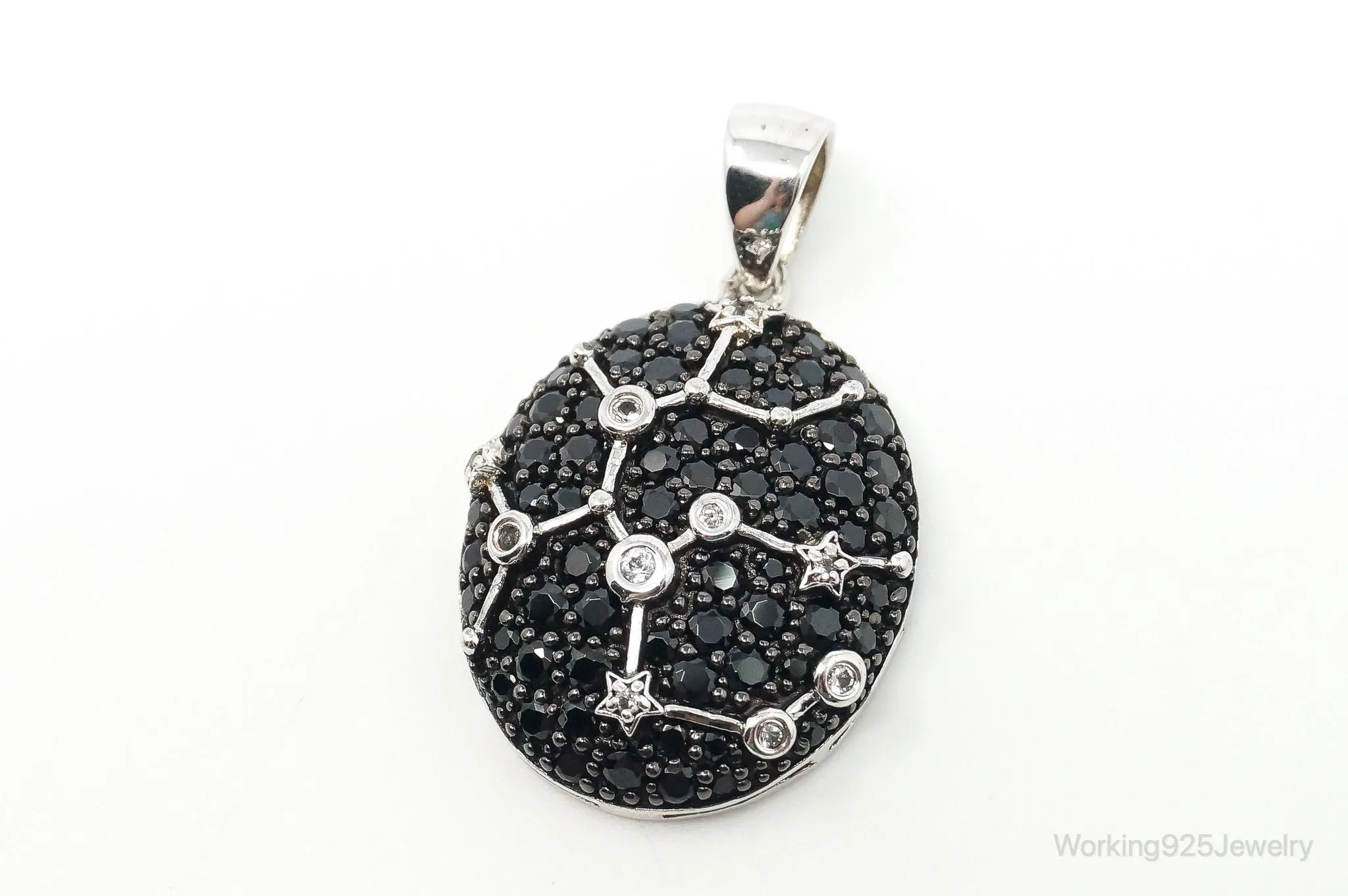 Designer IPS Cubic Zirconia Black Onyx Sagittarius Sterling Silver Pendant